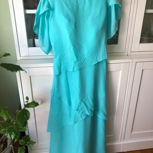 Chic Turquoise Layered Chiffon Mother of the Bride Wedding Dress